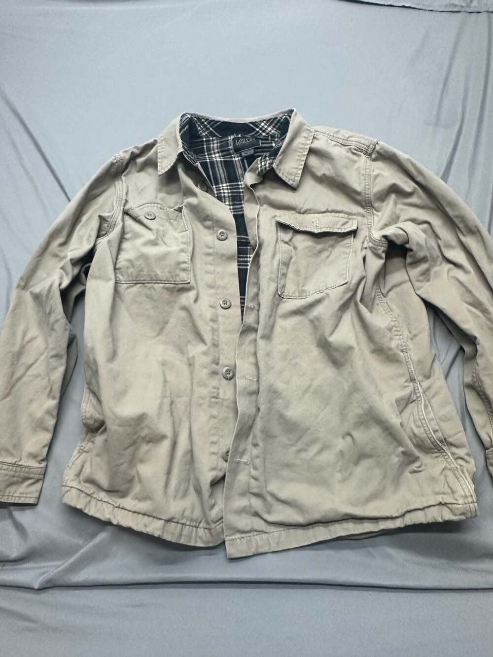 Valor Collective Men's Khaki Tan Flannel Lined Canvas Shirt Jacket XL